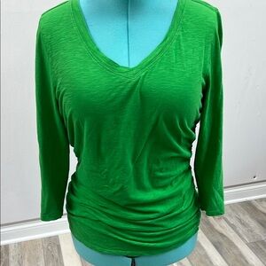 Style & Co Green Ruched 3/4 Sleeve Blouse